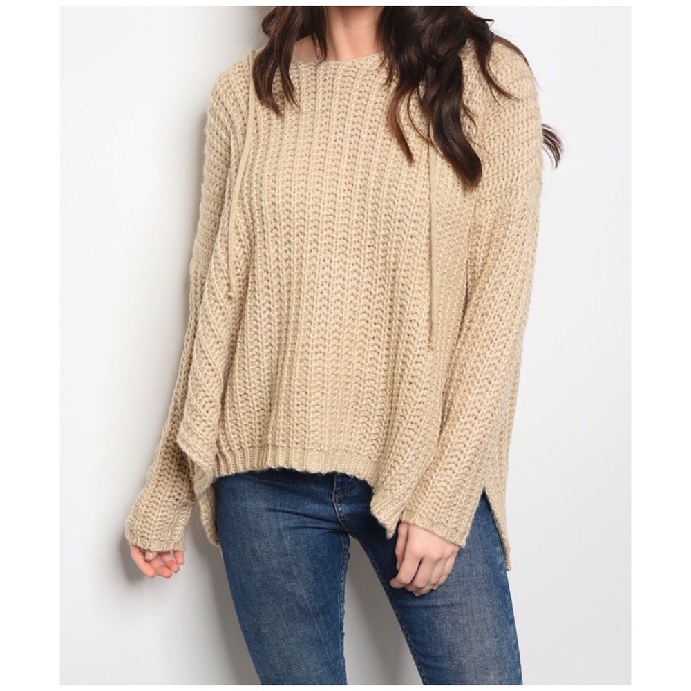 OLIVE CHUNKY KNIT HOODIE SWEATER - Picture 10 of 10